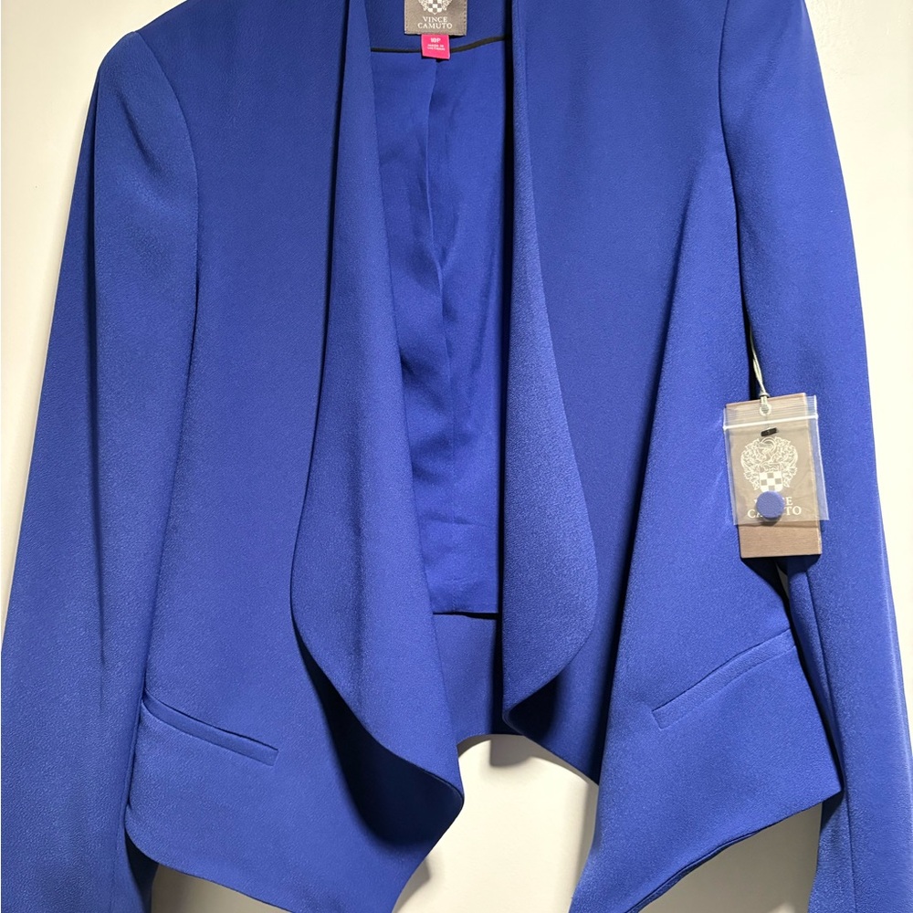 VINCE CAMUTO Royal Blue Open Front Lined Blazer Size 10P NWT
